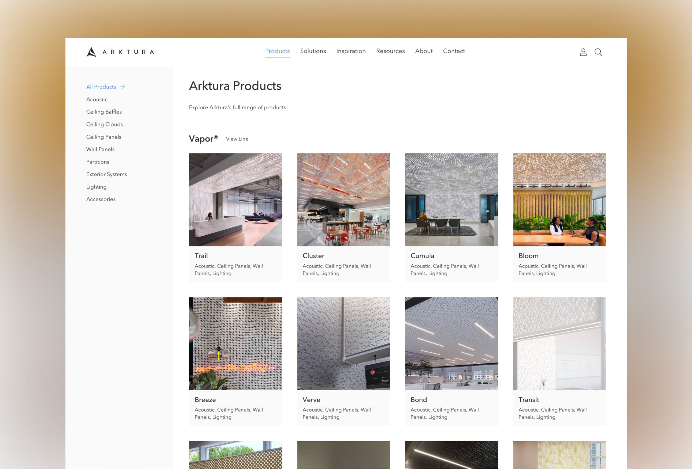 Arktura website redesign by WHQ showcasing product discovery interface