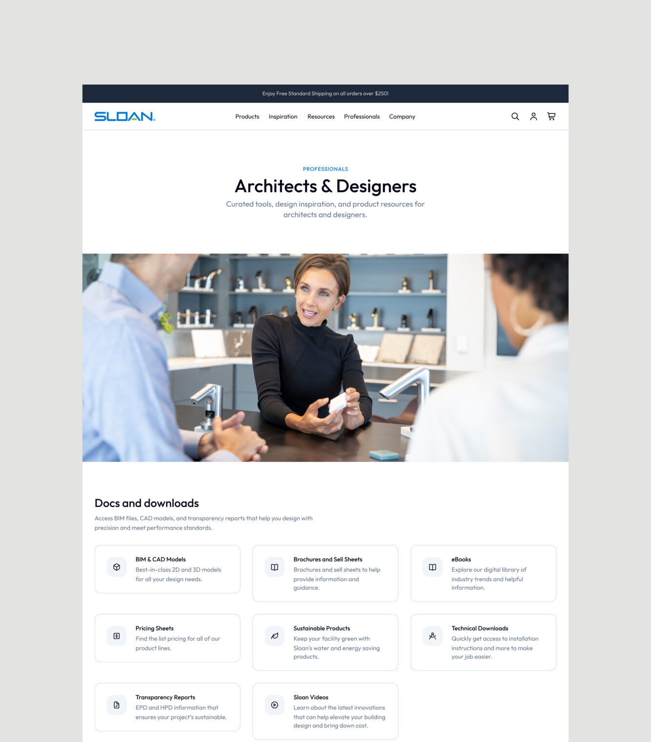 Digital resource hub for architects and designers featuring documentation and downloads.