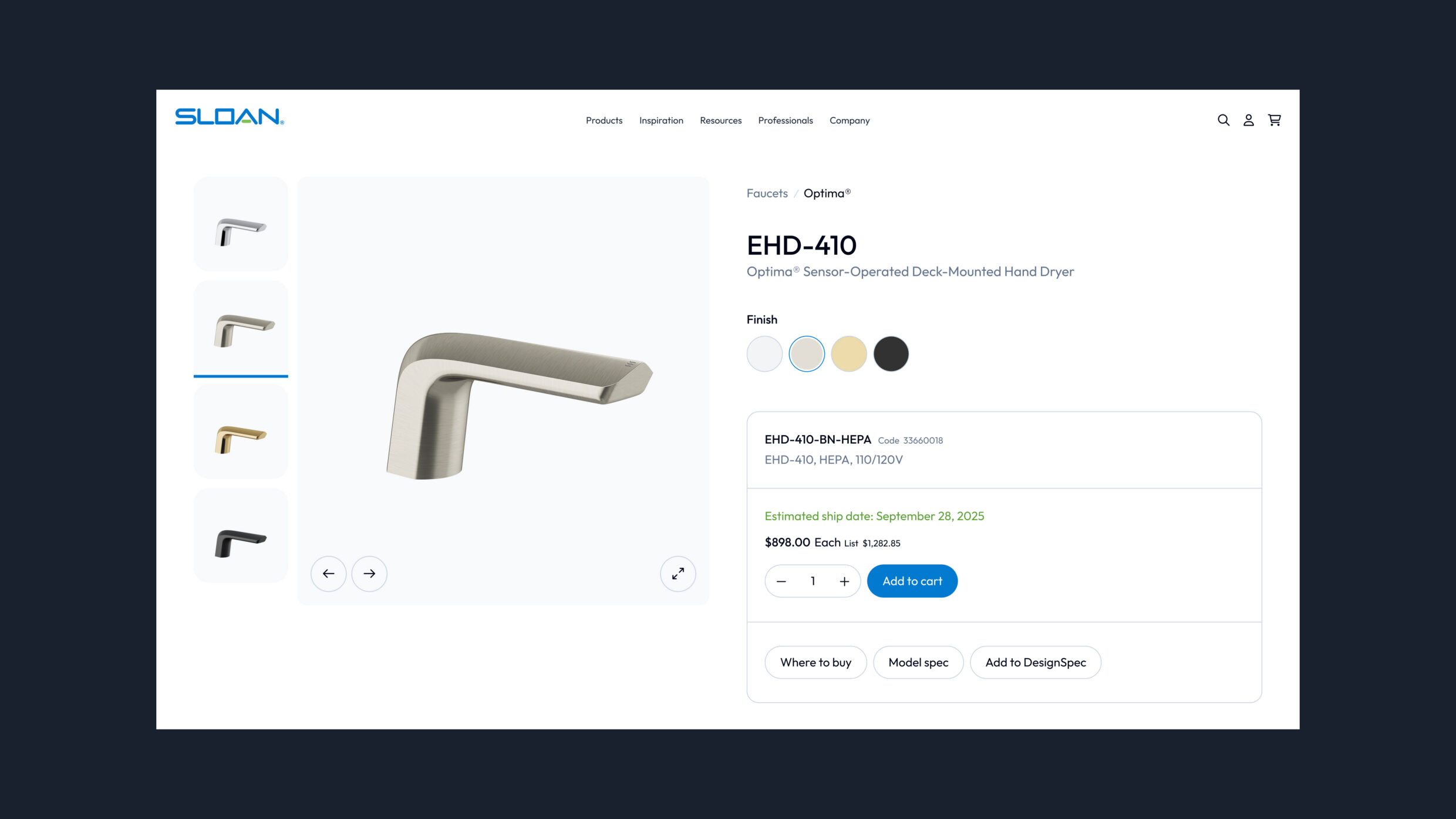 Digital interface for Sloan.com redesign by WHQ, featuring modular design systems and commerce platforms.