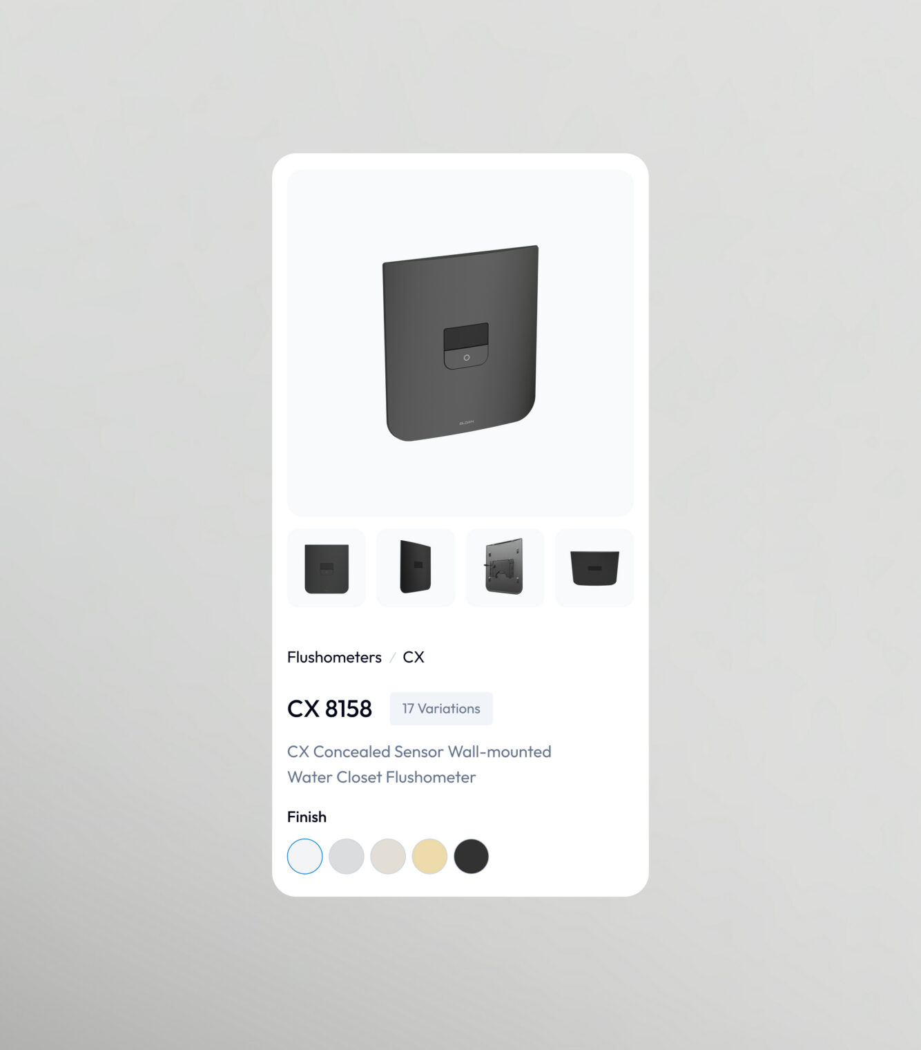 Mobile product view with interactive color swatches.