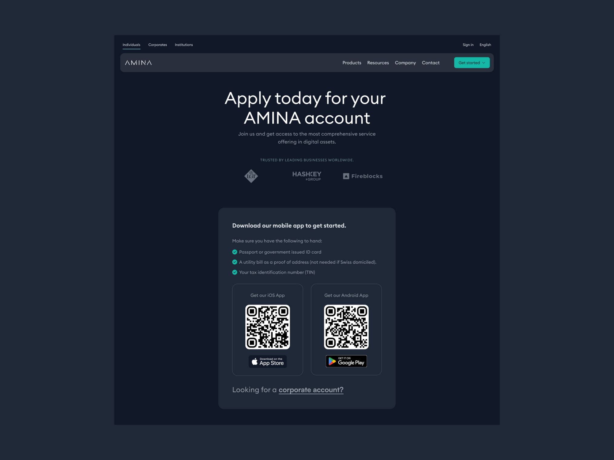 Amina Group app QR code
