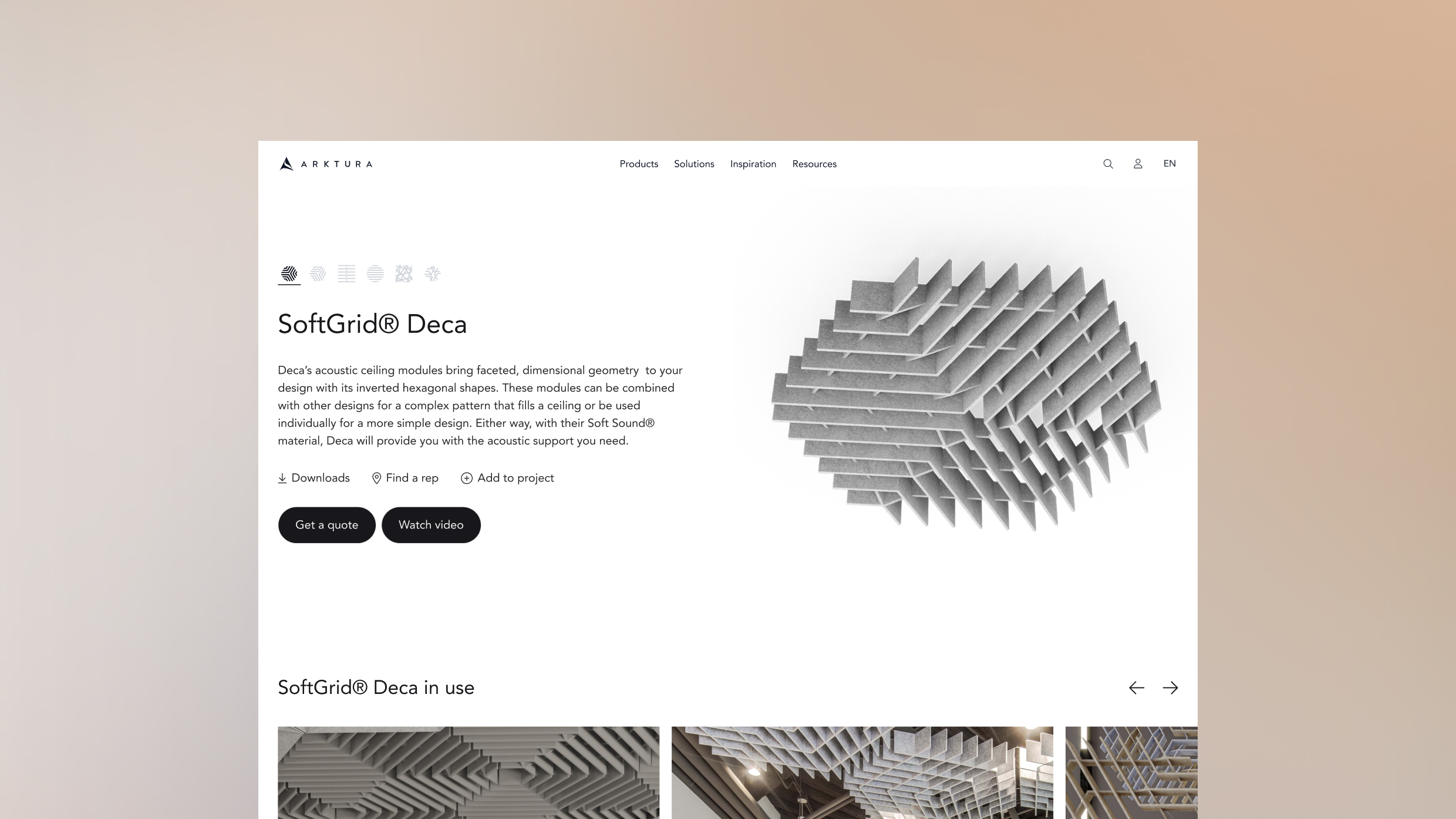 Arktura product display page