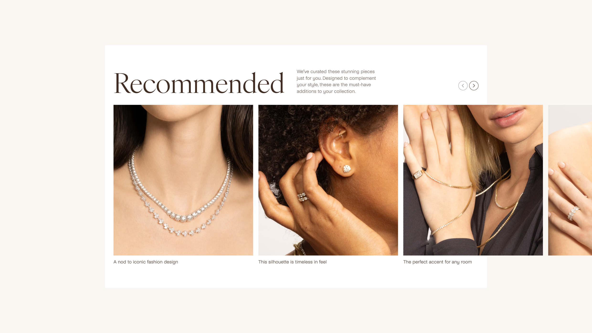 Engrace website recommended products carousel