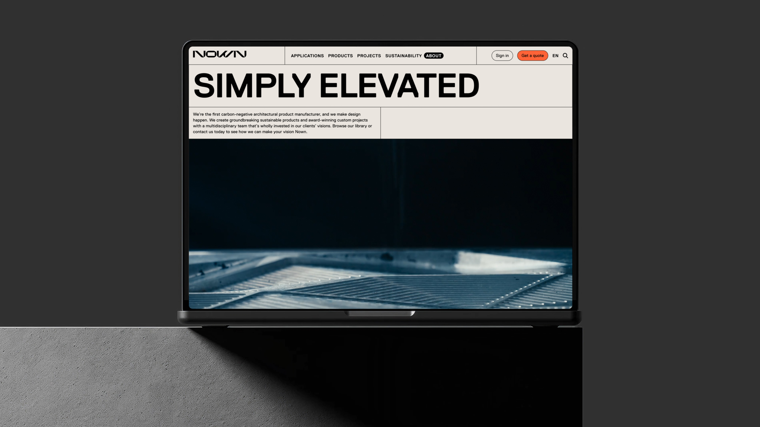 Nown website laptop mockup