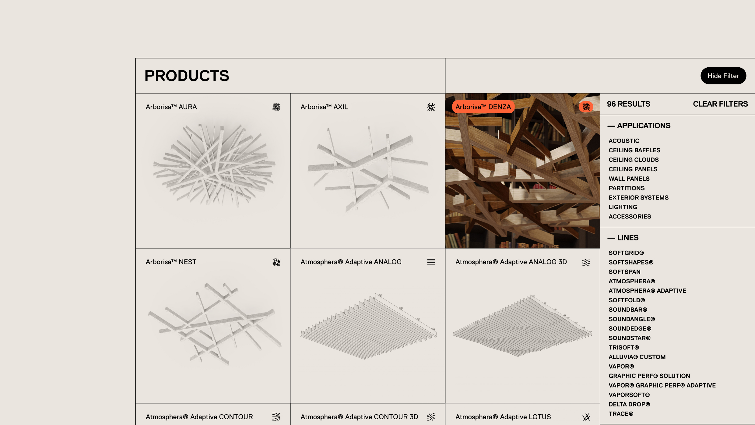 Nown website filters