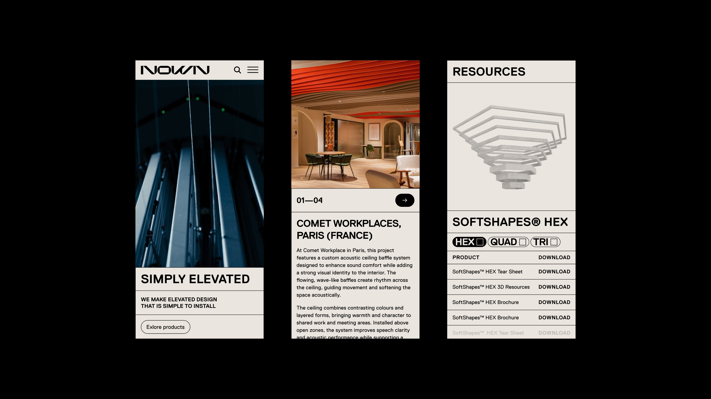 Nown mobile website design
