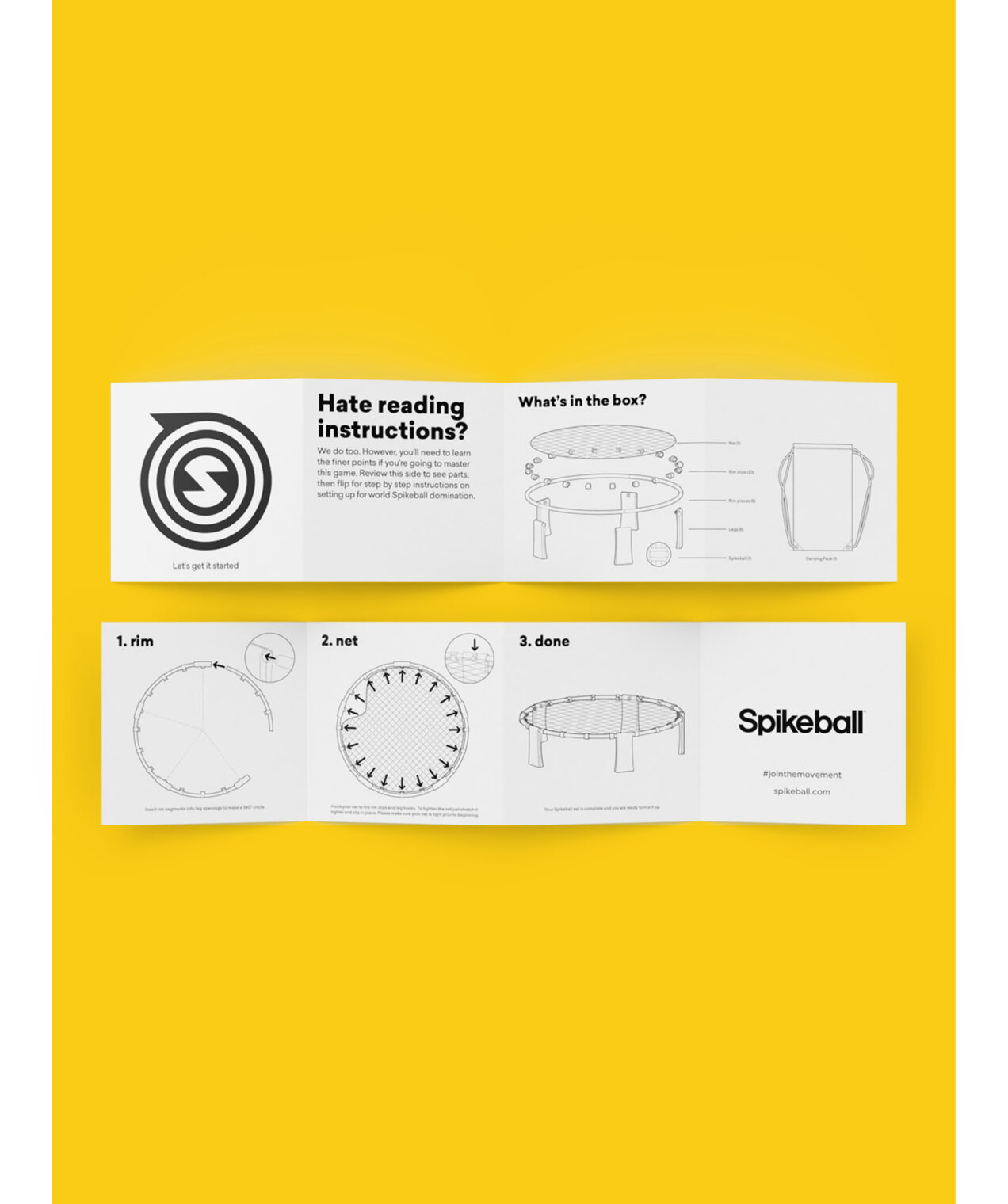 Spikeball packaging instructions