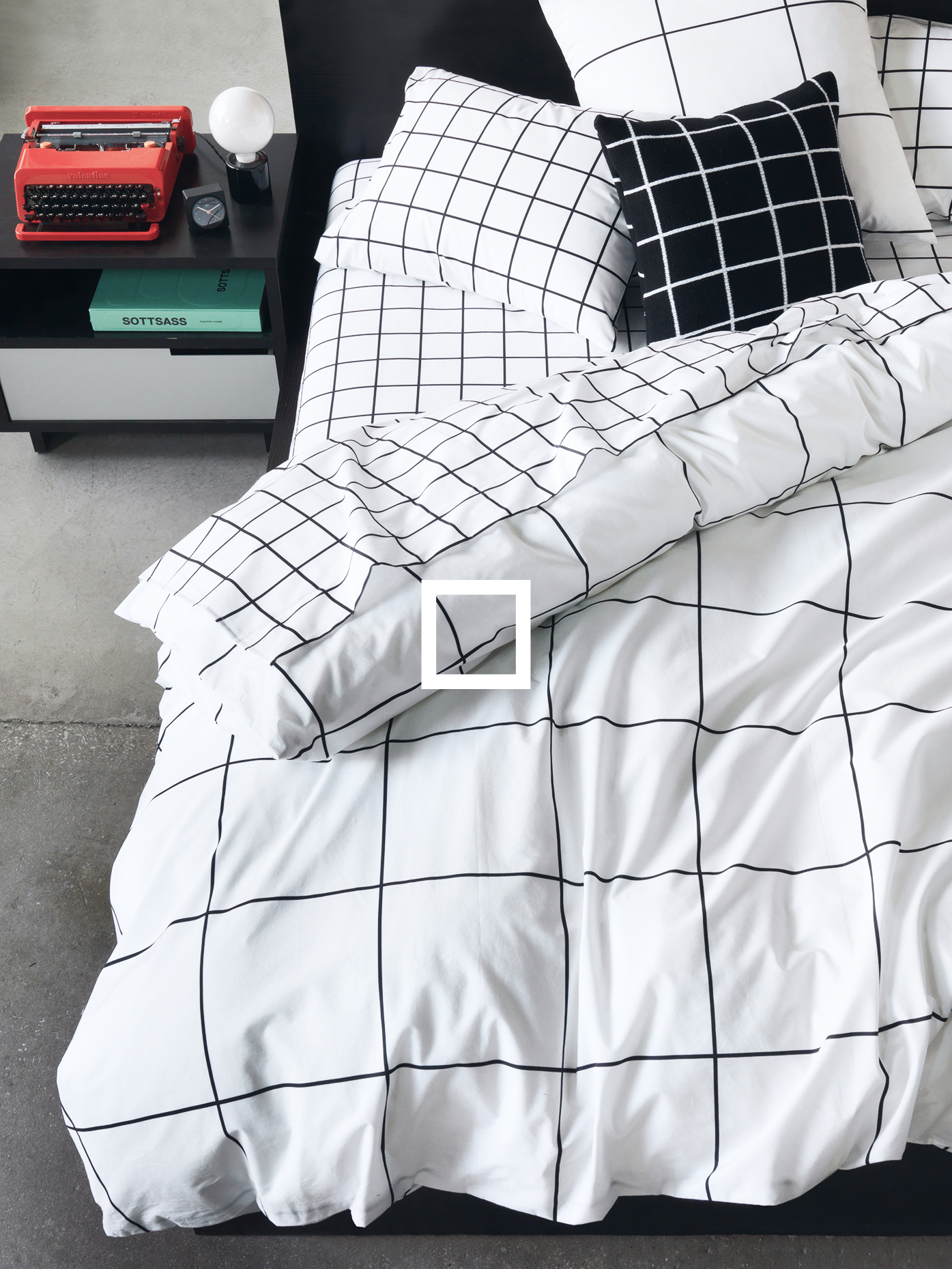 Unison logo over duvet