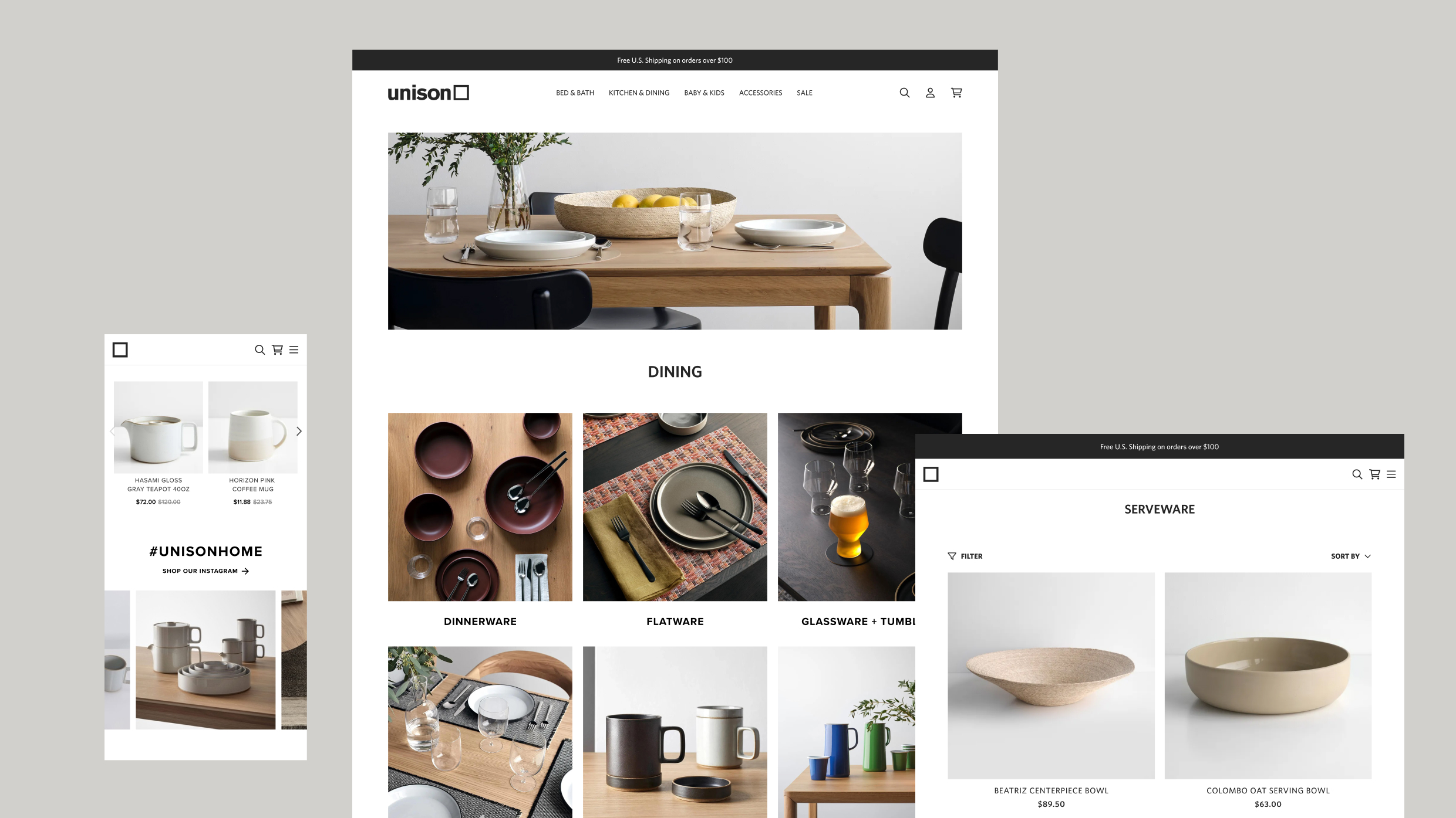 Unison website product display page