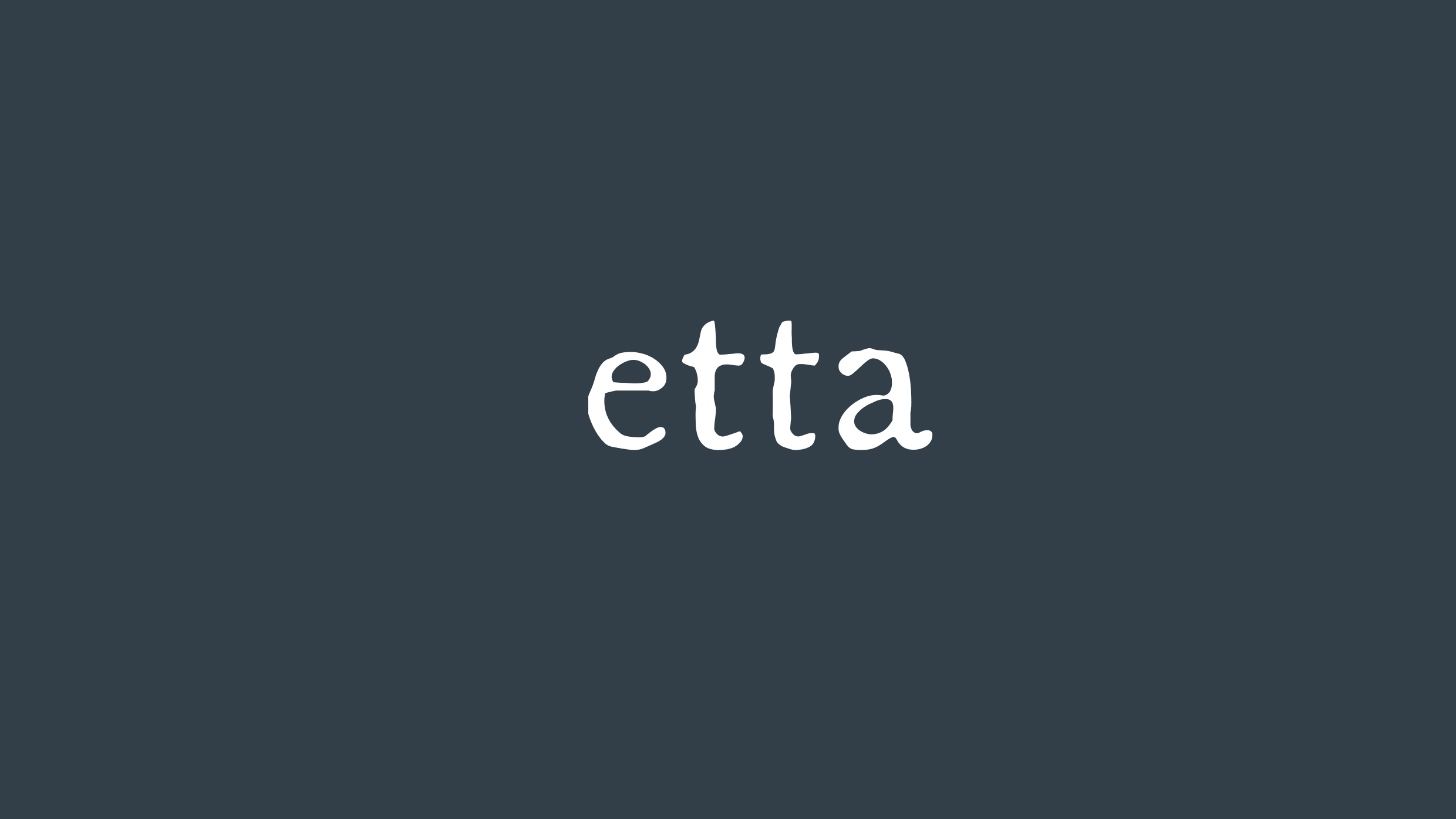 Clean, minimalist black typographic logo spelling "etta" centered on a light gray background.