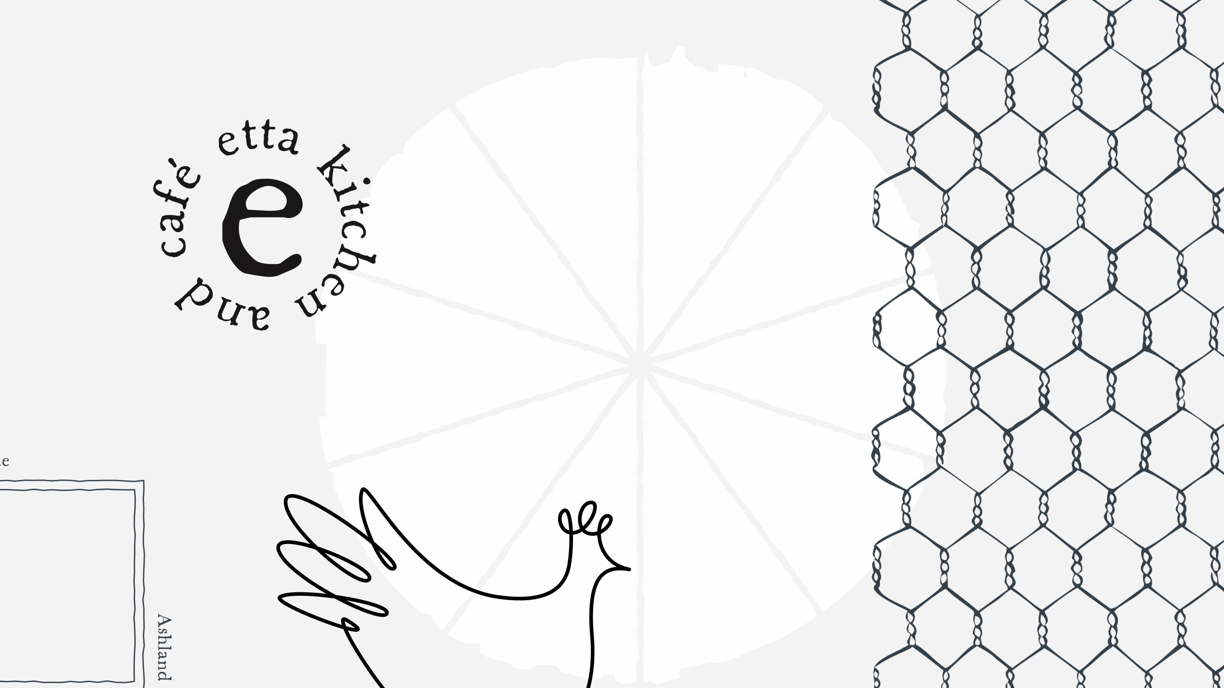 Branding graphic featuring the Etta circular logo, a chicken illustration, and a wire pattern.
