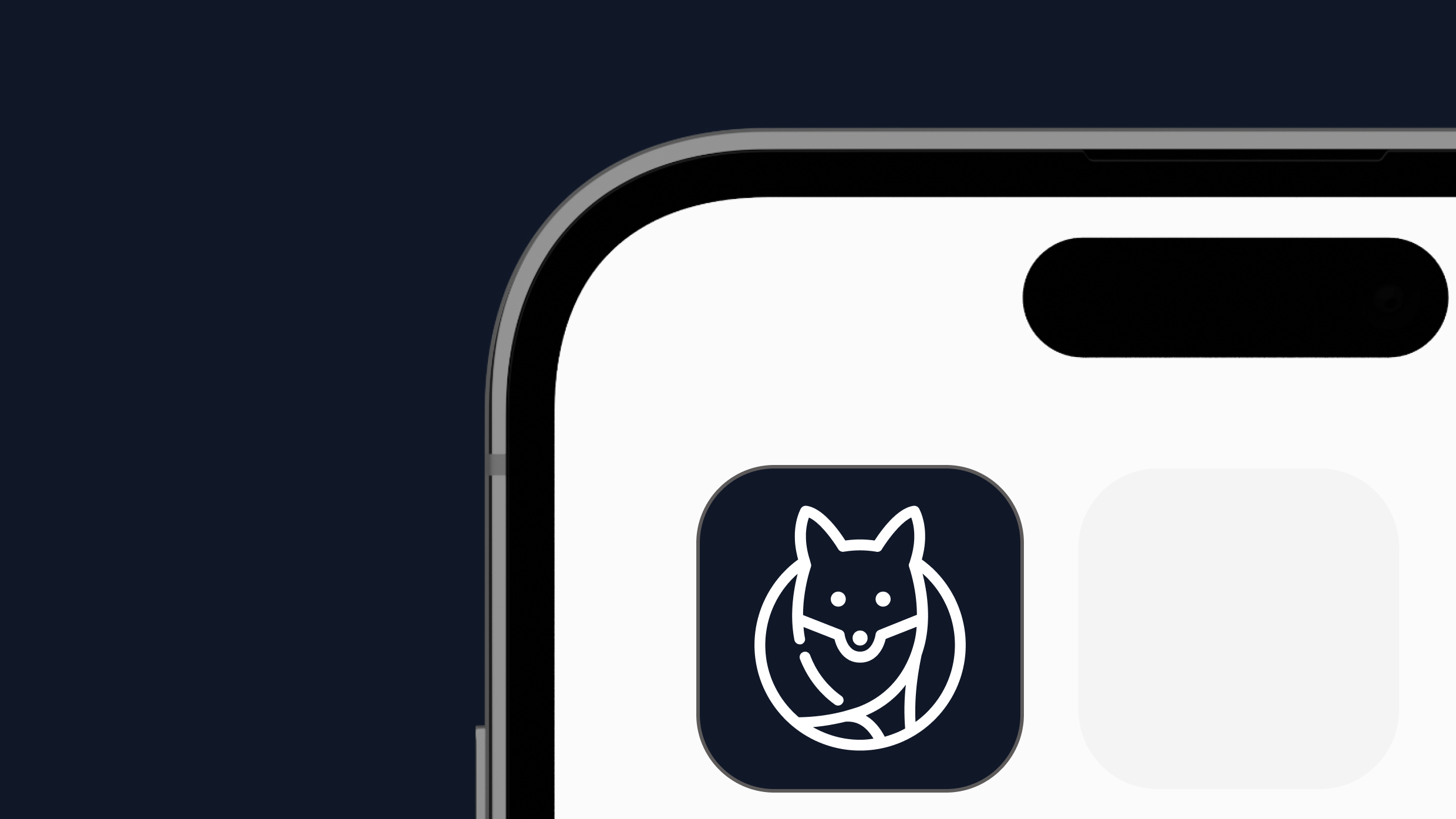 Close-up of a smartphone screen showing the minimalist Foxtrot app icon.