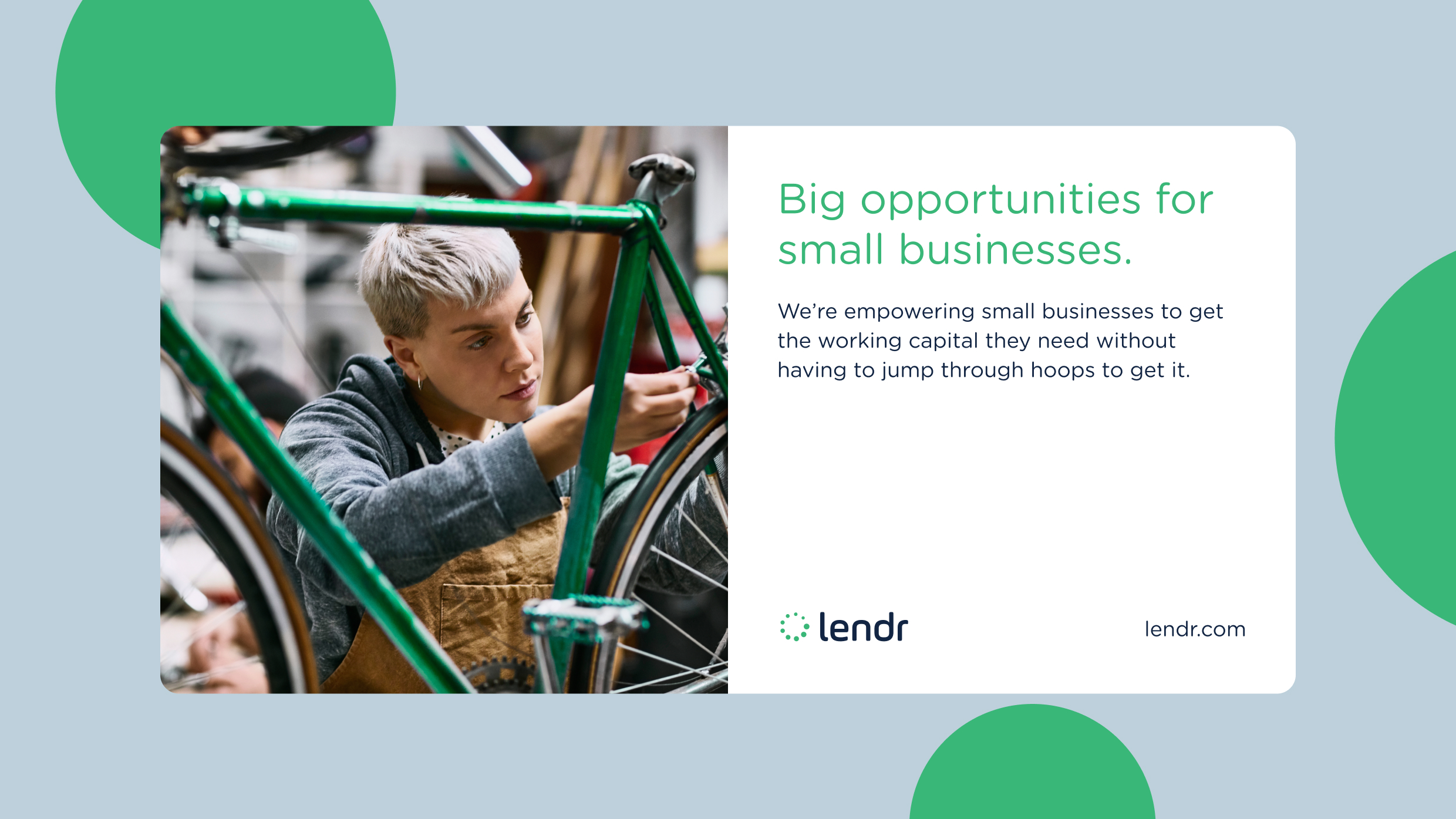 Digital banner advertisement marketing working capital lending solutions from Lendr.