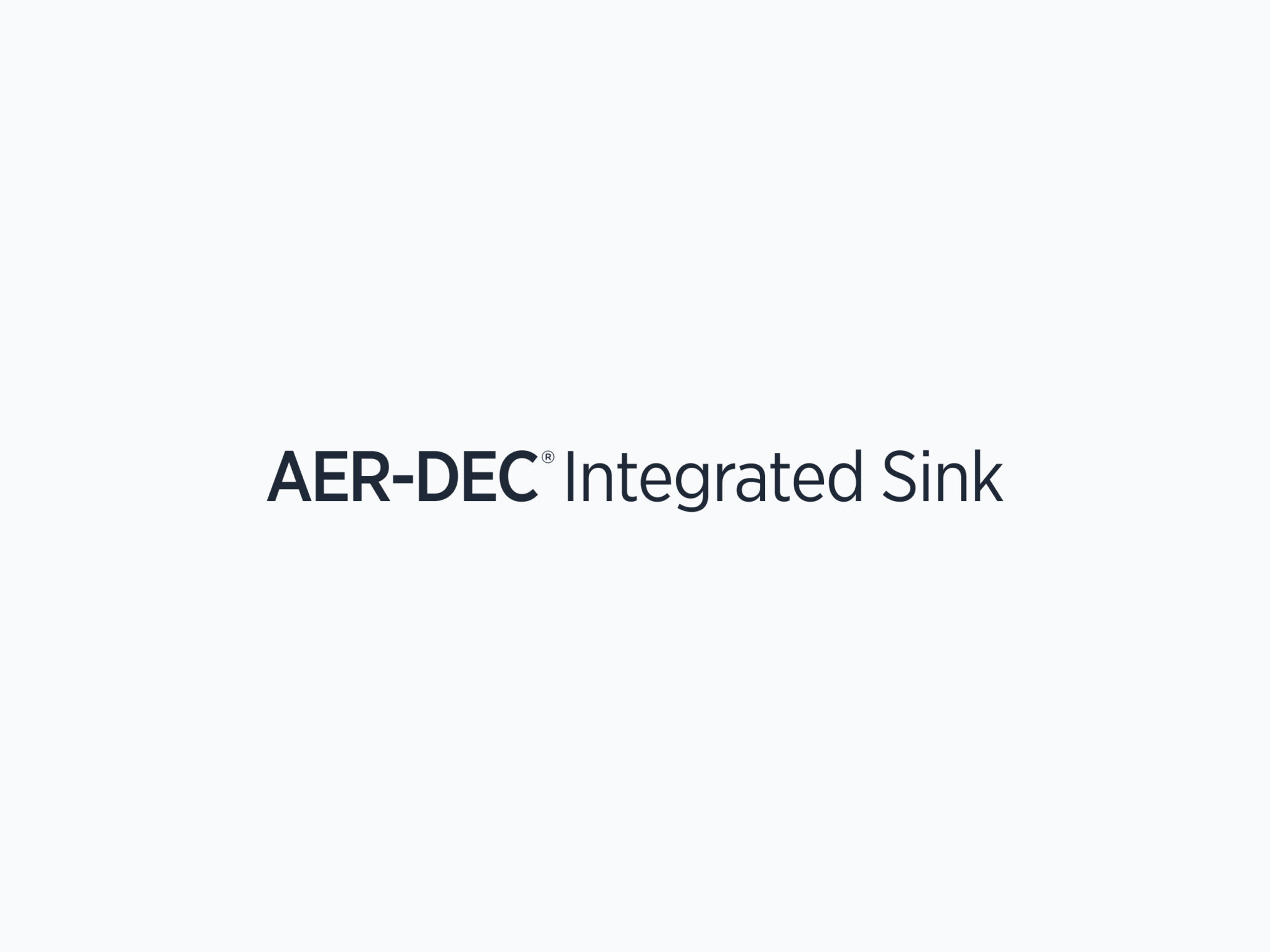 Minimalist black text logo reading AER-DEC Integrated Sink on a solid white background.